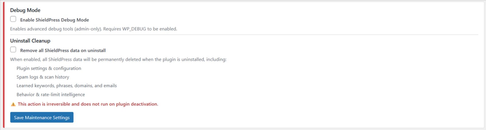 Uninstall Cleanup Option