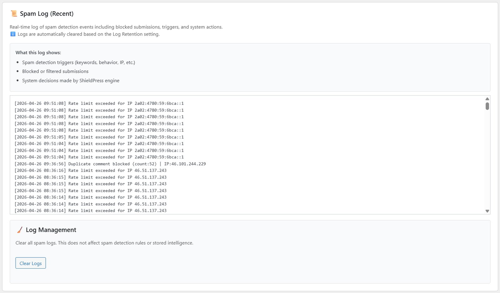 ShieldPress Unified Logs Overview
