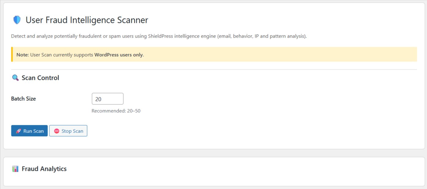 ShieldPress User Scan Overview